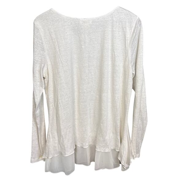 Sundance Women's Linen Top White Off White Lace Overlay Flowy Size L Bohemian - Picture 2 of 8